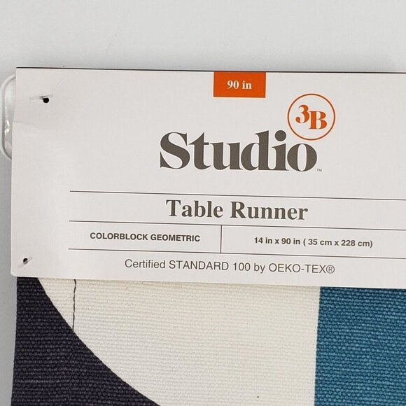 Bed Bath & Beyond Table Runner Cotton Retro Boho Bold Color Block 14”x90” NEW - Picture 2 of 11